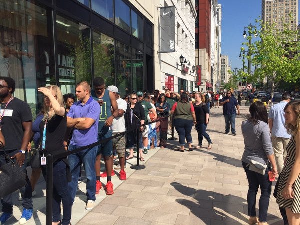 Crowds cheer new Detroit Nike store as 